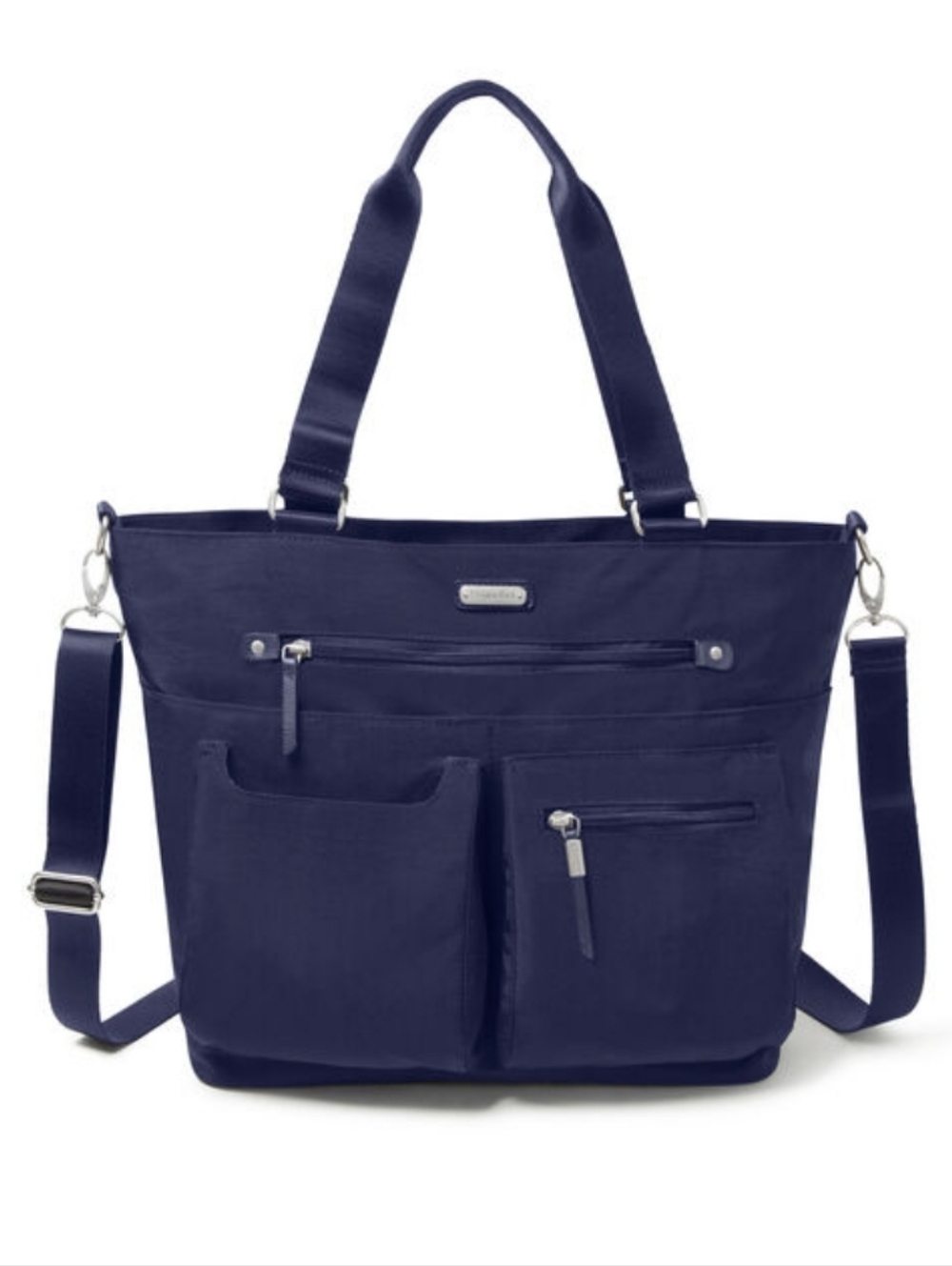 Baggalini Navy Tote with Multiple Exterior Pockets